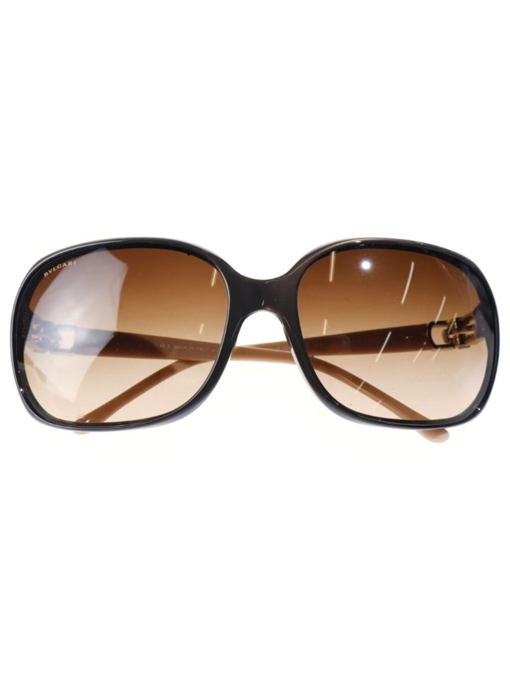 Bvlgari Rhinestone Square Frame Sunglasses Eyewear 59 16 Beige Brown